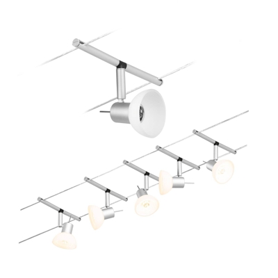 Paulmann Wire Sheela sobre cable, 5 luces 5m cromo
