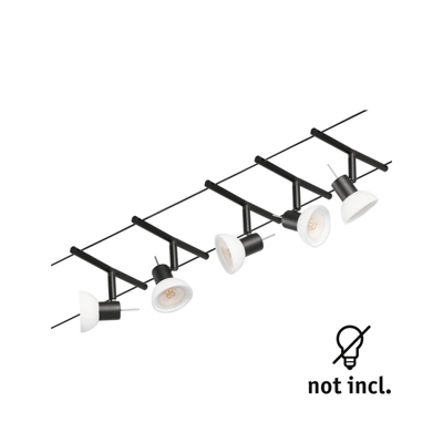 Paulmann Wire Sheela sobre cable, 5 luces 5m negro
