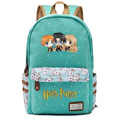NYLY Mochila Avatar de Harry Potter,Joven Estudiante Bolsa para la Escuela, niña Flores Backpack Bolsa para portátil Unisexo (Estilo A) L Verde Claro
