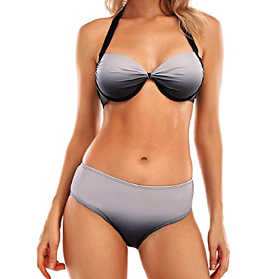 heekpek Bikinis Mujer Push Up Conjunto Bikini Halter Mujer Color Degradado de Contraste Triangulo Bikini Brasileño Traje de Baño Dos Piezas
