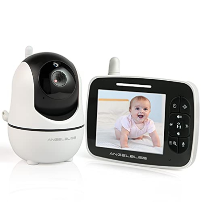 Angelbliss Vigilabebés con Cámara, 3.5 con Pantalla LCD Digital Audio Baby Monitor, Canciones de Cuna，Audio bidireccional babyphone, Vigilancia de la 