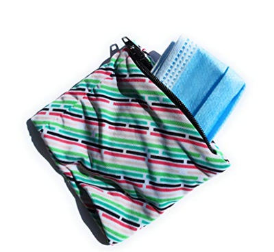 Muñequera Porta Mascarillas, para Mantenerla Limpia e Higiénica, mientras haces deporte, bicicleta, correr. (Blanco con verde rosa)