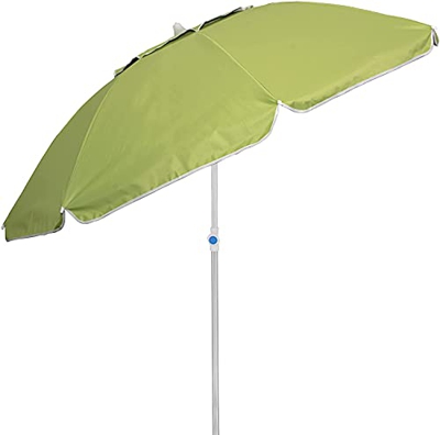 Besch Sombrilla para Playa, Jardín o Piscina, Aluminio e Inclinable con Protección Solar UV50+ y Cubierta con Ventilación. (Ø 160cm, Verde)