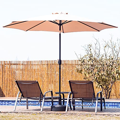 VONLUCE 300CM Sombrilla de Jardín con Protección UV Parasol Grande de Jardín con 8 Varillas de Acero Sombrilla de Terreza para Patio, Jardín, Piscina 