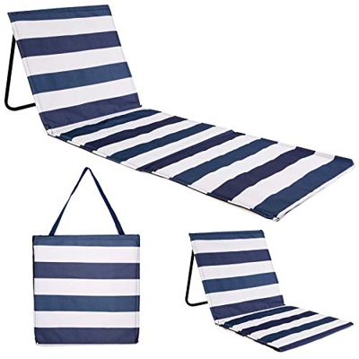 just be... Tapete de playa reclinable plegable para verano, portátil, ligero, silla de jardín, parque festival, picnic, tumbona, respaldo de rayas azu