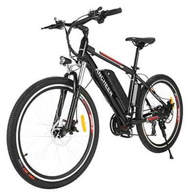 ANCHEER Bicicleta eléctrica de montaña, 26"/27,5 Pulgadas, Bicicleta eléctrica con batería de Litio de 8 Ah/10 Ah/12,5 Ah y Marchas Shimano de 21 velo