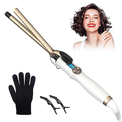 Rizador de Pelo Mini Diámetro 13MM, AIMERVO Tenacilla Ultra Fina Profesional para Ricitos Afro, Planchas con Pantalla LCD, 11 Ajustes de Temperatura d