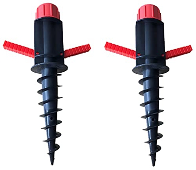 Irtyif Pincho de Sombrillas, Soporte para sombrilla de Playa, 2 Piezas Punta de Tornillo Segura para Viento Fuerte con Gancho para Colgar para Arena, 