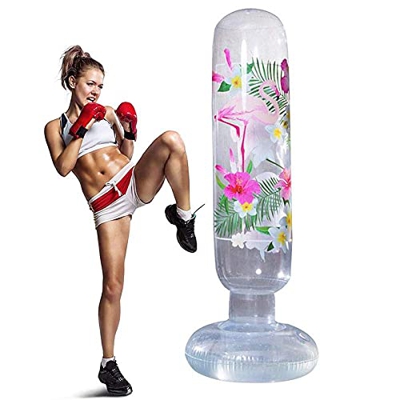 CSPone Saco Boxeo Pie Hinchable en Casa Niños Adultos 160 cm Gran Tamaño Portátil Plegable para Bolsa de Boxeo Fitness Practicar Karate MMA Taekwondo 