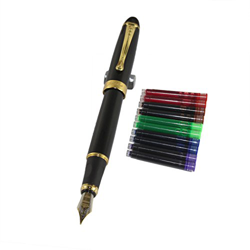 Jinhao 450 Fuente normal plumilla la pluma de color Negro con 10 cartuchos de tinta Gullor precio