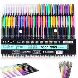 Olkoy 60 Colores Bolígrafos de Gel - 15 Metálico + 15 Glitter + 15 Neón + 15 Clásicos, Mejor Juego de Bolígrafos de Gel para Colorear, Dibujar y Pinta precio