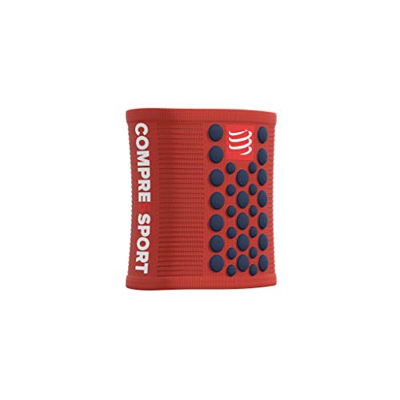 Compressport - Muñequera multideporte negra/roja - Sweatbands 3D.Dots - Muñequera antitranspiración - Propiedades ultra absorbentes - Fibras de secado
