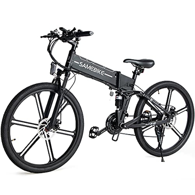 SAMEBIKE LO26-II Ebike Bicicleta de Montaña de 26 Pulgadas, Bicicleta Eléctrica Plegable para Adultos 500W 48V 10AH, Shimano de 7 Velocidades, con Med