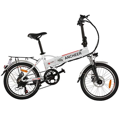 ANCHEER Bicicleta Eléctrica Plegable 20 Pulgadas, con Batería Extraíble 36V 8Ah, 250W Motor, Shimano de 7 Velocidades hasta 25km/h para la Transporte 