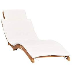 Tidyard Tumbona de Jardín Exterior/Interior para Balcón Patio Piscina Terraza Playa Tumbona Plegable con cojín Blanco Crema Madera Maciza de Teca características