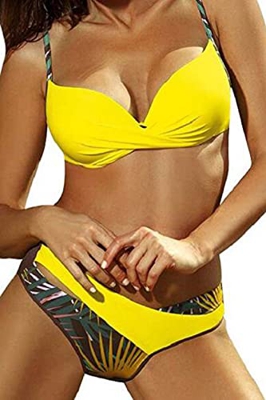 heekpek Bikinis Mujer Push Up Conjunto Bikini Mujer Estampado Triangulo Bikini Brasileño con Aros Sexy Bañador Mujer
