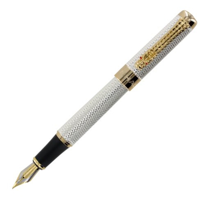 Jinhao dragón de oro cristal rojo pluma fuente con ojos empuje convertidor tinta del estilo