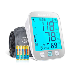 ZOETOUCH Tensiometro, Tensiometro de brazo digital, Monitoreo de Arritmia, 2*250 Memorias Usuarios, Gran Pantalla LCD, Brazalete 22-42cm, aparato tens precio