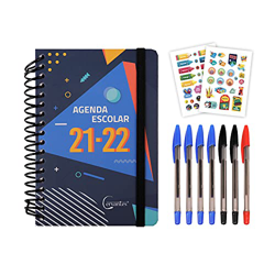 MP - Agenda 2021 2022 Día por Página, Agenda Escolar 2021-2022, Septiembre 2021-Junio 2022, 10 meses, Material Escolar Bonito, Inlcuye 7 Bolígrafos y  precio