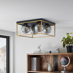 Lindby Josipa plafón, jaula, vidrio humo, 4 luz características