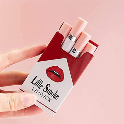 4 Colores / Juego de lápiz Labial de Cigarrillo Mate Creativo, lápiz Labial Mate de Terciopelo Mate, lápiz Labial Suave y Sedoso Estuche de Cigarrillo