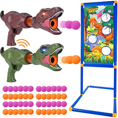 Tacobear Pistola Juguete Pistola Dinosaurio Juego de Tiro al Aire Libre Pistola con Sonido Luz Objetive de Tiro Pistola Blaster Bolas de Espuma Juguet