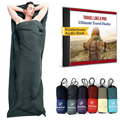 NirvanaShape ® Saco de Dormir para cabaña - Microfibra Muy Fina | Saco-sábana de Viaje y para Acampada | Saco de Dormir Interior, Funda | Ideal para c