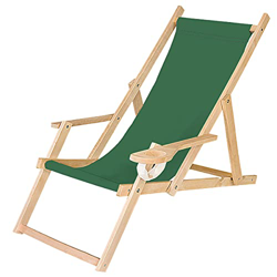 Ferocity Tumbona Plegable de Madera con Reposabrazos y Soporte para Bebidas Silla de Playa Personalizable Diseño Verde [119] precio