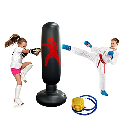Saco de Boxeo, 160 cm Hinchable de Pie con Base Gruesa para Niños Adultos Ejercicio y Alivio del estrés