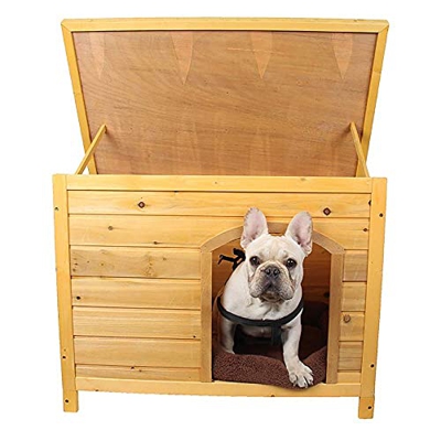 FACAZ Casa para Perros Casa para Perros de Madera para Interiores con Techo abatible Muebles para Mascotas para Interiores al Aire Libre (Color: Natur
