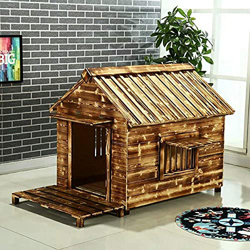 Casa para perros Refugio de madera para perros y gatos, Resistente a la intemperie Casa para cachorros Habitación en condominio con techo elevado para características