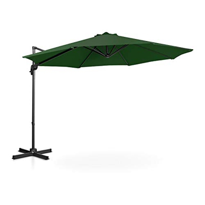 Uniprodo Sombrilla Tipo Semáforo Parasol Colgante Uni_Umbrella_2R300GR (Pantalla Redonda, Ø 300 cm, Giratoria, Color Verde)
