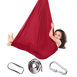 Hamaca para niños, columpio de terapia de gran capacidad y columpio sensorial elástico para autismo, ADHD, Aspergers y hamacas sensoriales (rojo vino, precio