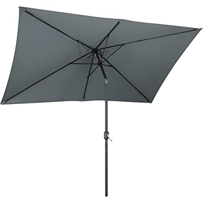 Sombrilla, 200 x 300 cm, aluminio, rectangular, plegable, protección UV UPF 50+, resistente a la lluvia, para jardín, balcón y terraza, 180 g/m²
