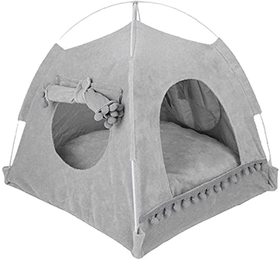 JZTOL Casa Plegable Portátil del Gato De La Tienda De Perros con La Almohada De Cojín Lavable Extraíble (Color : Grey, Size : M)