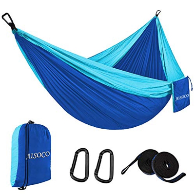 AISOCO Hamaca ultraligera para exteriores | 300 kg de capacidad de carga, de viaje, transpirable, hamaca portátil con bolsa de transporte para interio