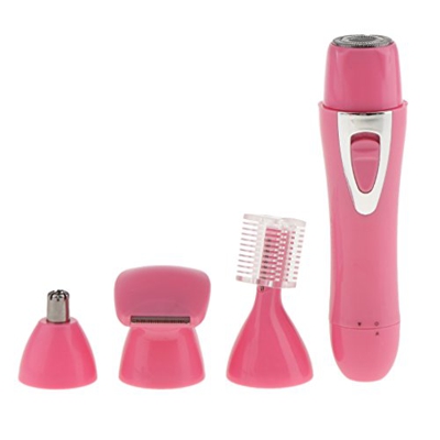 Generic Wet Dry USB Electric Women Hair Trimmer Kit Face Body Nose Ear Hair Shaver - Rosa