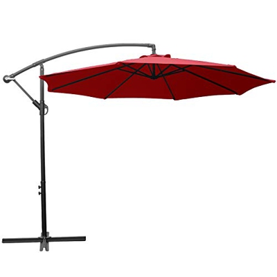 AXT SHADE Sombrilla Parasol Sombrilla Exterior 300CM, Sombrilla Voladiza,con Mecanismo de Manivela para Exterior,Jardín,Patio,Pool-Red