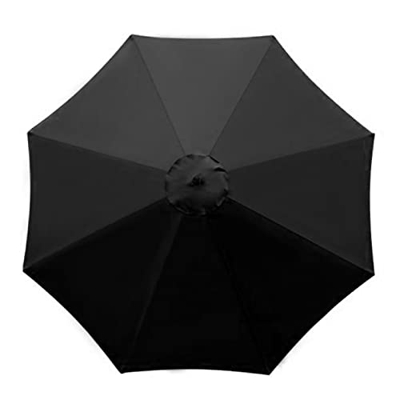 SMLJFO Parasol de repuesto para sombrilla de 3 m, 8 varillas de mercado, antiultravioleta, tela de repuesto, color negro