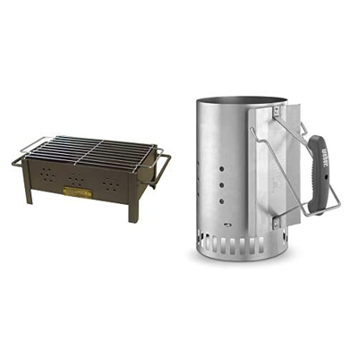 Imex El Zorro Barbacoa Sobremesa con Parrilla Cincada, Negro, 31x21x14 cm, 71431.0 + Weber 7416 Chimenea de encendido Rapidfire
