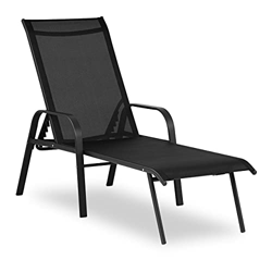 Uniprodo Tumbona para Jardín o Piscina Uni_SUNBED_04 (Respaldo Ajustable, Capacidad de Carga: 160 kg, Tela, Color: Negro) en oferta