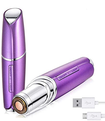 Mujeres Recargable Depiladora Eléctrica Máquina de Sin Dolor para Labios Faciales, Depiladora Portátil a Prueba de Agua IPX 6 con luz UV y Lima de Uña