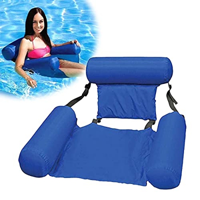 Nesloonp Hamaca de Agua, Hamaca Flotante Piscina,4 en 1 Hamaca Flotante Tumbona, Tumbona Hinchable para Adultos y Niños 100 * 120cm (Azul)