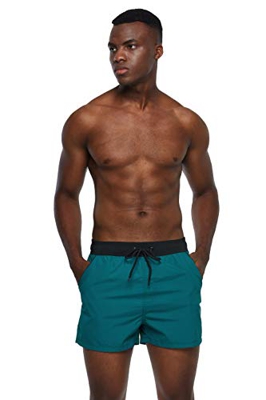 Arcweg Bañadores Hombres de Natación Pantalones Cortos de Playa Hombres Deportes Secado Rápido Ajustable Cómodo Actividad Acuáticos Verde y Negro L