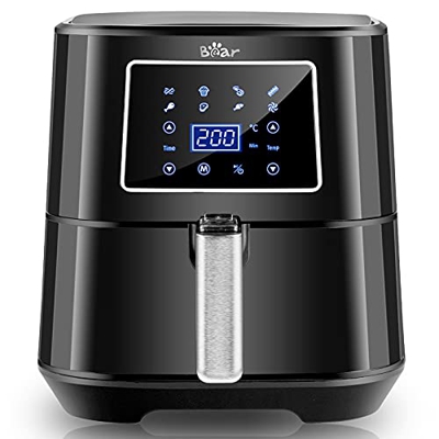 Bear Air Fryer 1700W, 5,5L Freidora sin Aceite con 7 programas, Panel de Control Digital Táctil, Temperatura y Tiempo Ajustable, Sin BPA ni PFOA, Cocc