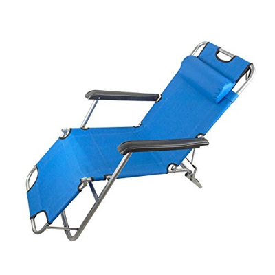 Mediawave Store – Onshore 320389 - Tumbona plegable 2 en 1, totalmente reclinable de metal textileno, sillón con respaldo ajustable, asiento cómodo, b