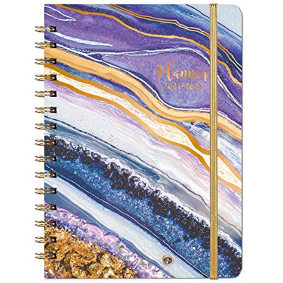 Calendario 2021-2022 - Agenda semanal A5 con pestañas mensuales, calendario de 15 x 21 cm chapado en oro morado