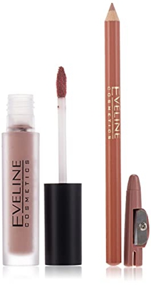 Eveline Oh! My Lips Matt Lip Kit Liquid Matt Lipstick And Contour Lip Liner 0 50 G, Nude Neutral, Vanilla
