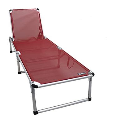 Homecall - Tumbona plegable de aluminio y textileno sin parasol, Rojo