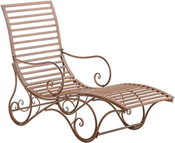 CLP Chaise Lounge De Exterior Amiens En Estilo Rústico I Tumbona De Jardín En Hierro con Reposabrazos, Color:Antiguo marrón en oferta
